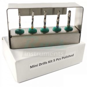 Dental Implant DRILLS KIT 5 Pcs Polished with FREE Bur Holder