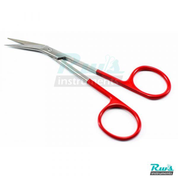 Iris Scissors angled surgical Dental surgery Micro serrated shears 12 cm